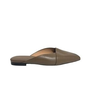 Jenni Kayne Leather Square Toe Mia‎ earthen Mule Flats Minimalist Slides 37
